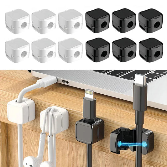 6Pcs Holder Adhesive Wire Keeper Cord Cable Magnetic Cable Clip Charging Cable Organizer for Home Office Under Desk Management