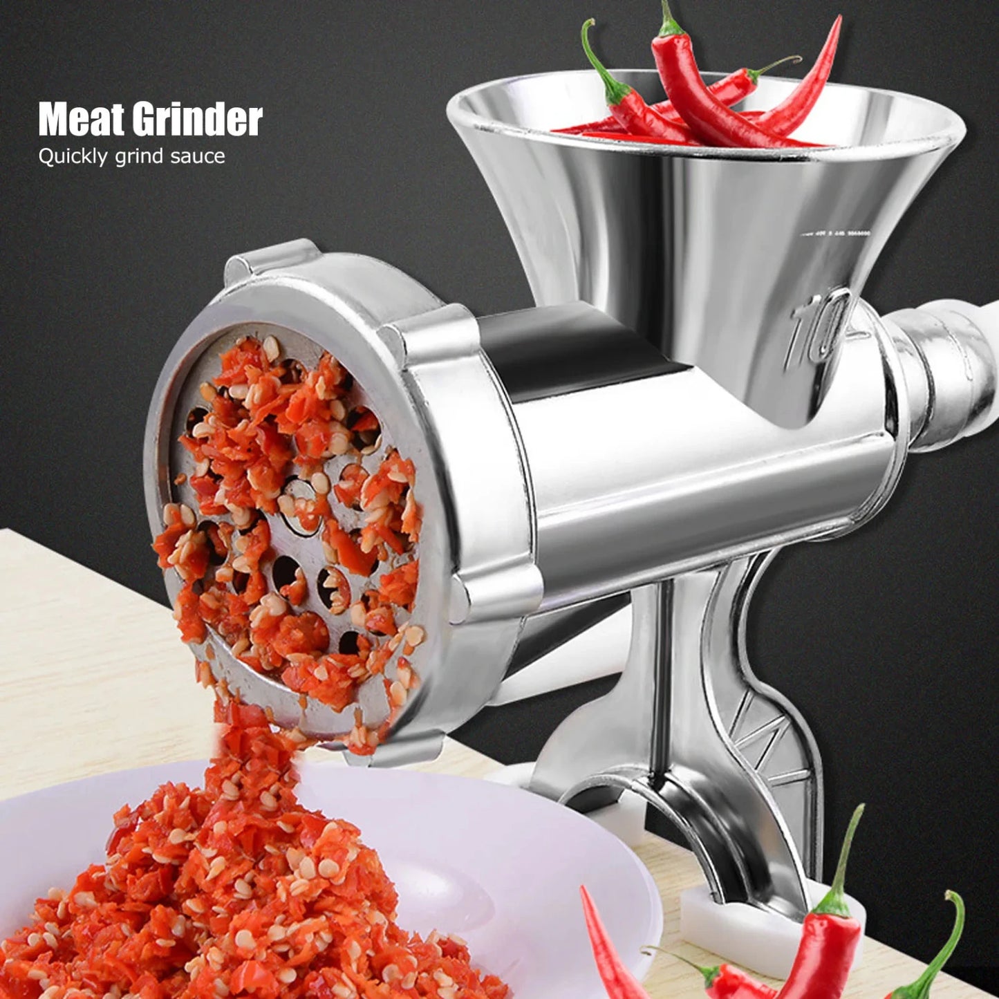 NEW Versatile, Durable, and Efficient Elegant Silver Manual Aluminum Meat Grinder: Complete Kitchen Tool for Mincing Meat, Makin