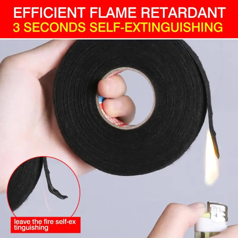 3rolls 15M Electrical Insulation Tape Heat-resistant Retardant Tape Adhesive Cloth Fabric Tape For Car Cable Harness Wiring Loom