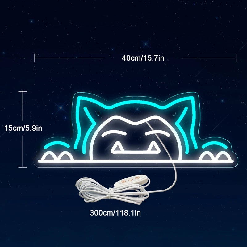 Cute Cat Animals LED Neon Light Sign Acrylic Anime Neon Sign USB for Home Kids' Bedroom Gaming Room Wall Decor Cartoon LED Sign