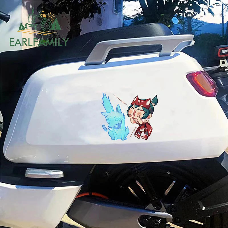 EARLFAMILY 13cm for Overwatch Kiriko Creative Car Sticker Vinyl Windows Decal Waterproof Motorcycle Personality Surfboard Decor