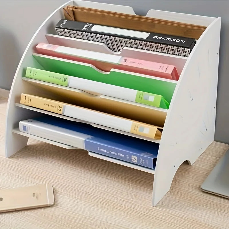 Fan shaped data rack, office supplies, multi-layer file storage rack, classification, creative organization, storage rack