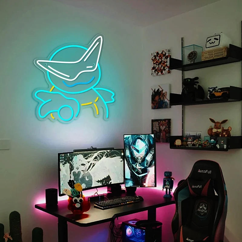 Cute Super Turtle LED Neon Light Sign Acrylic Anime Neon Sign USB for Home Bedroom Gaming Room Wall Art Decor Cartoon LED Signs