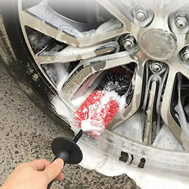 Car Wheel Cleaning Brush Long Handle Blue Black Red Car Wheel Rim Hub Cleaning Brush Tire Detail Brush Auto Motorcycle Wash Tool